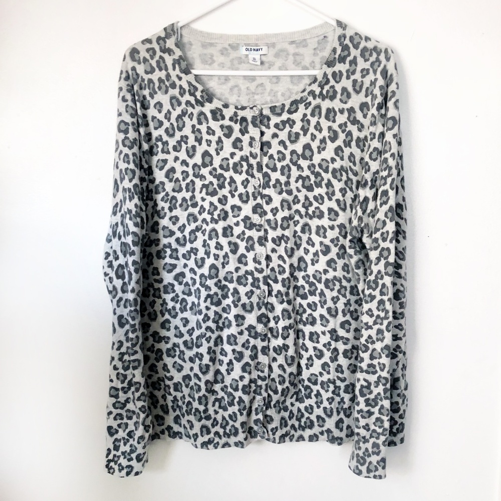 Old Navy Womens Leopard Print Gray Cardigan XXL